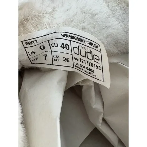 Hey Dude Women's Britt Shoes 9 Herringbone Cream Faux Fur Trim Comfort Cozy - Picture 8 of 13